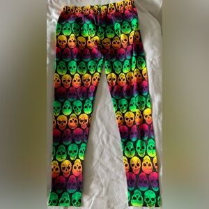 No Boundaries Green and Yellow Leggings with Elastic Waistband